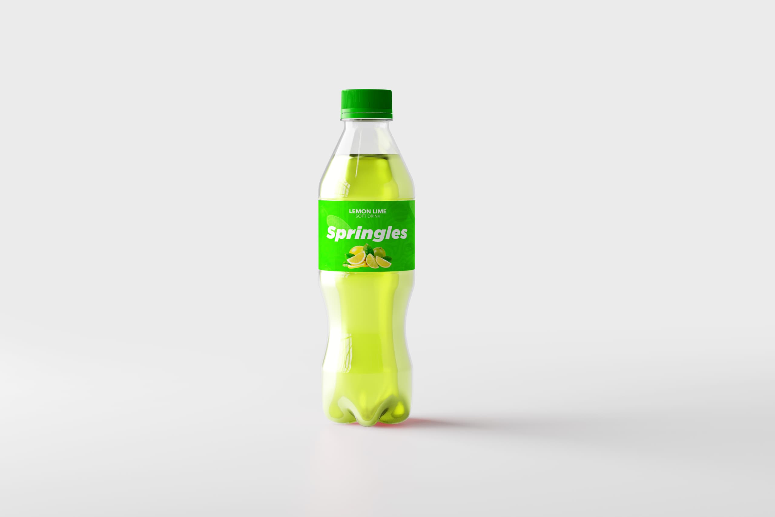 A bottle of Springles lime-flavored drink.